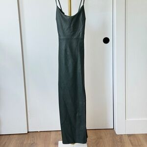 Zara Dark Green Faux Leather Maxi Dress (NWT)